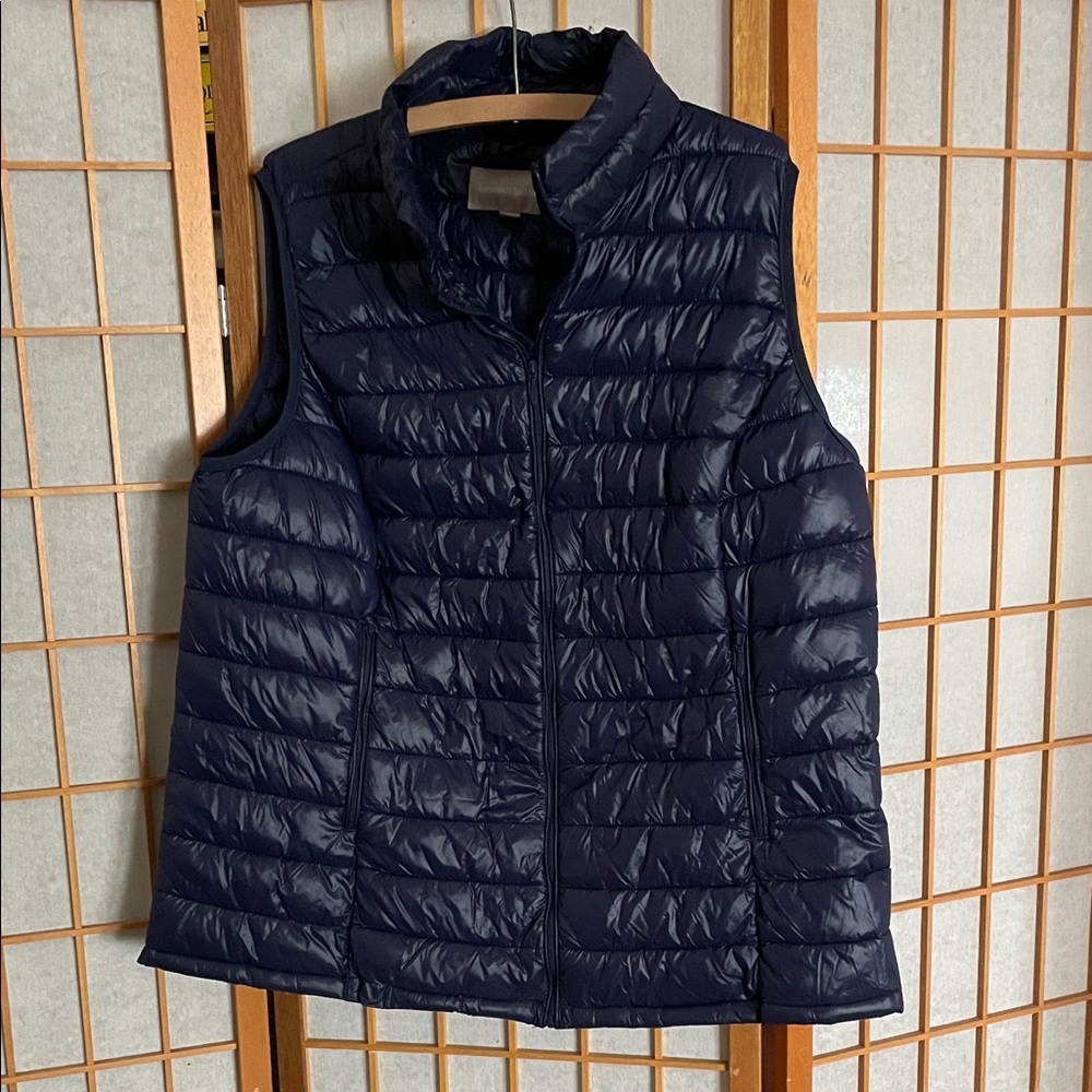 Woman Within Dark Blue Quilted Vest
